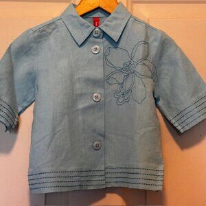 NWT Hanna Andersson Live In Linen Blue Shirt sz 2 - 3